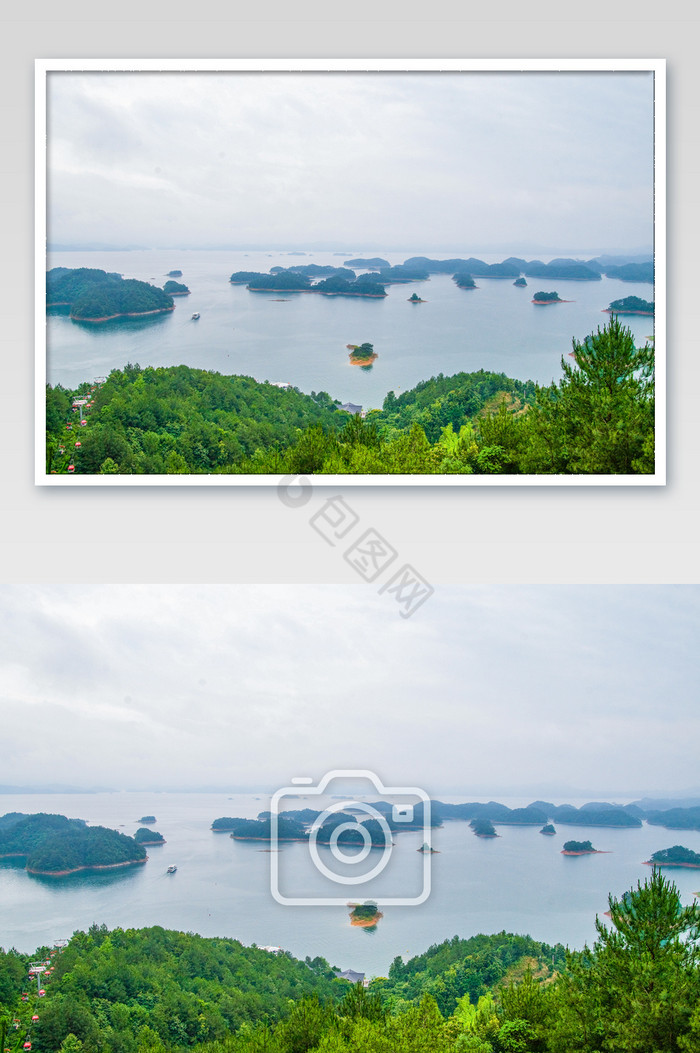 浙江千岛湖度假旅行小岛俯视图摄影图图片