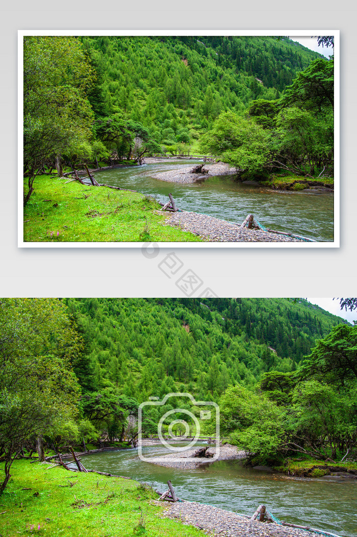 四川大自然冰川河流青山绿水摄影图