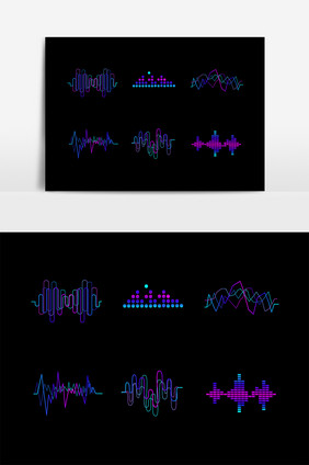 蓝紫色音波声波曲线图案素材