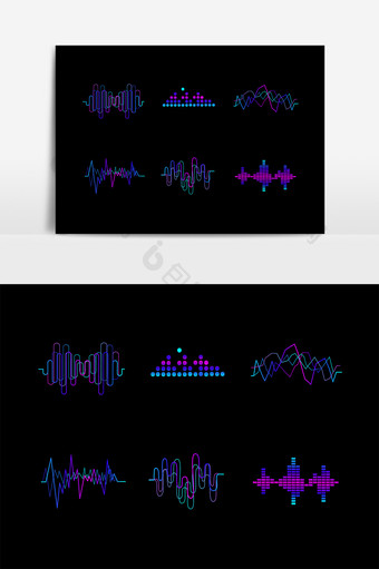 蓝紫色音波声波曲线图案素材图片
