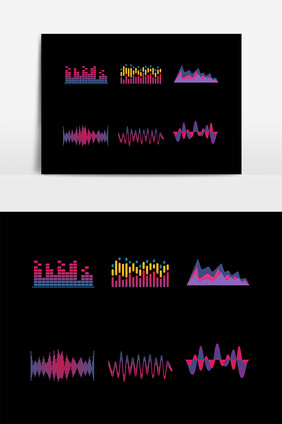 彩色声波音乐曲线线条素材