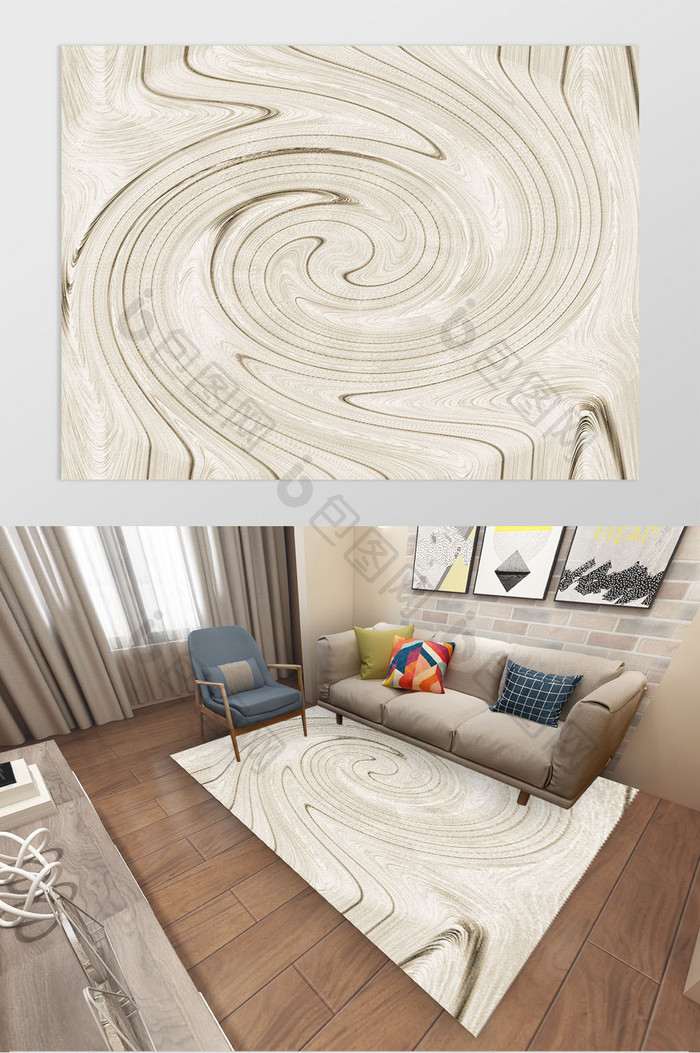 北欧风抽象纹理客厅地毯图案