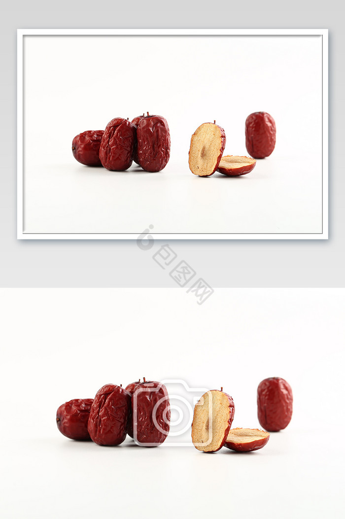美食食材大红枣高清白底切面摄影图图片