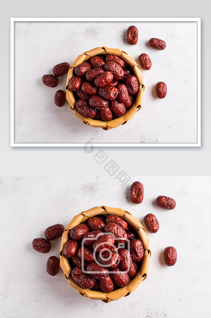高清传统美食营养食材大红枣摄影俯视图图片