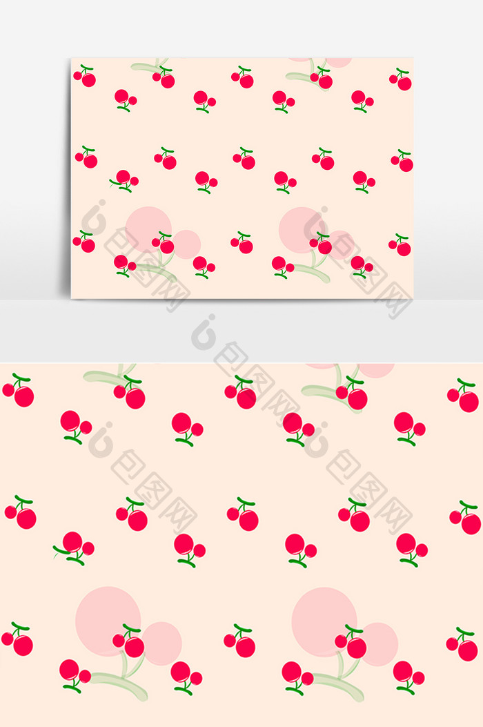 手绘水果樱桃背景底纹装饰插画