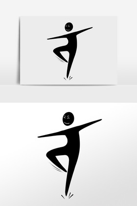 火柴跳芭蕾人物剪影插画