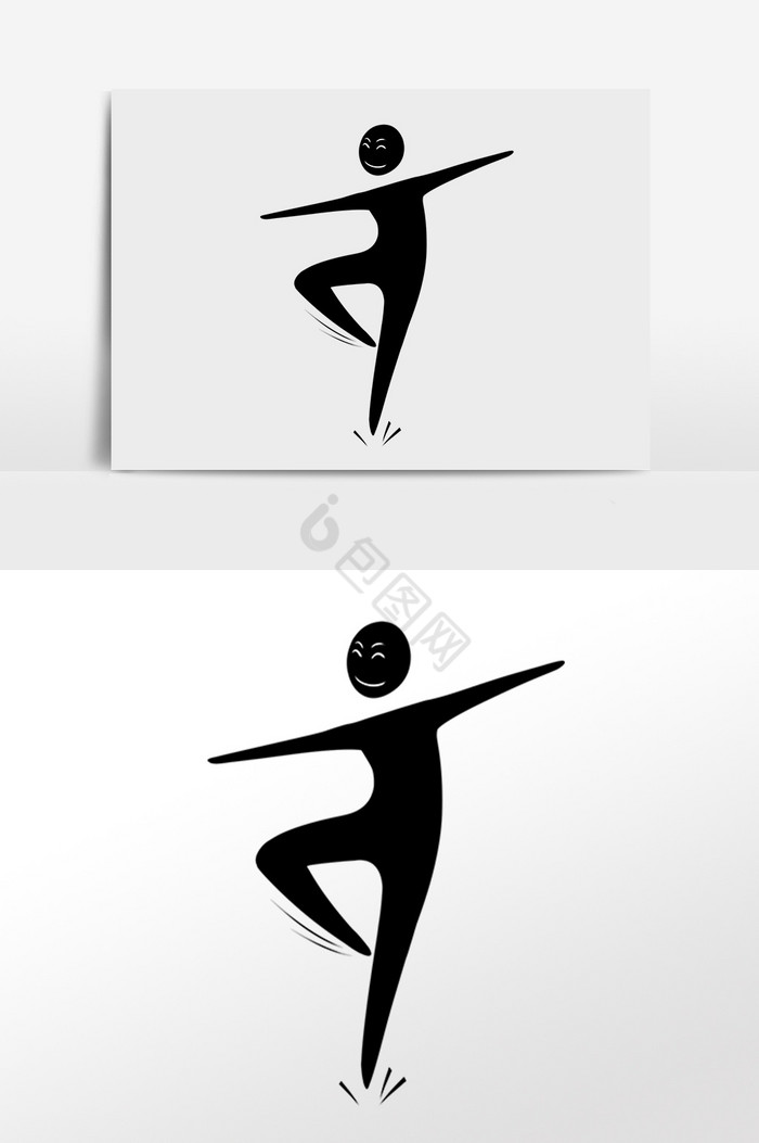 火柴跳芭蕾人物剪影插画