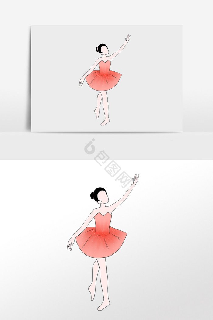 漂亮跳芭蕾女孩人物插画图片