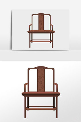 手绘古代国学教育太师椅插画