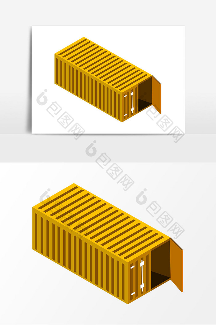 黄色集装箱矢量元素