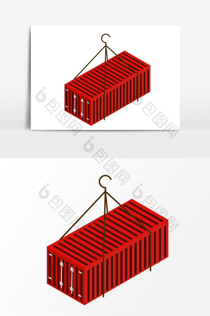 红色集装箱矢量元素