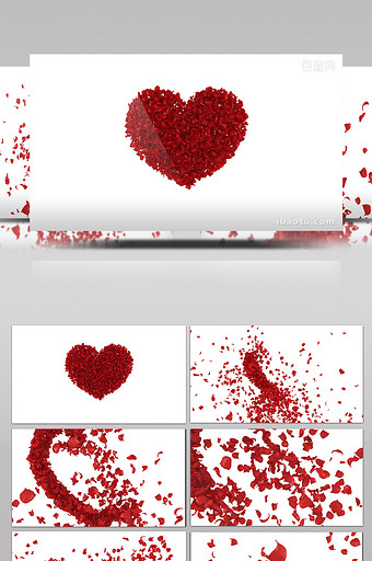6款玫瑰花瓣心形动画带通道特效元素素材图片
