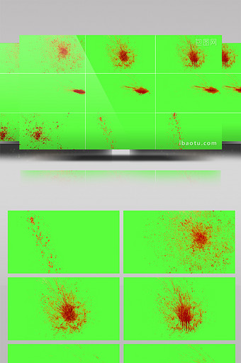 9组血液喷溅绿屏抠像特效视频素材图片