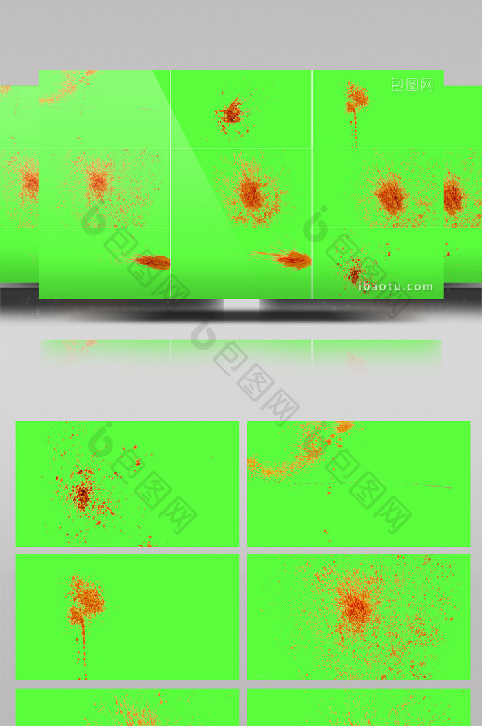 12组血液喷溅绿屏抠像特效视频素材