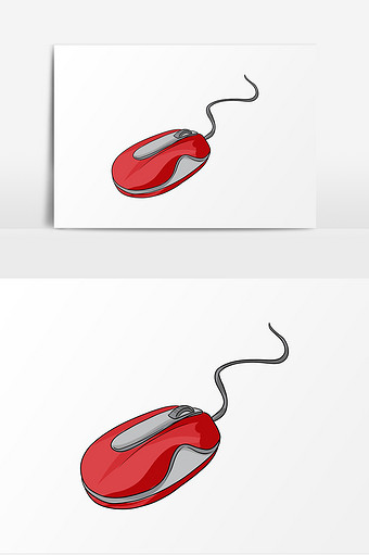 红色电脑鼠标卡通创意元素