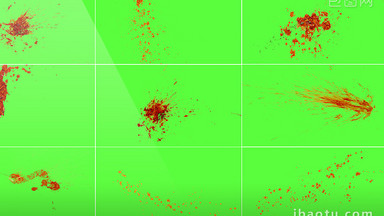 21组血液喷溅绿屏抠像特效视频素材
