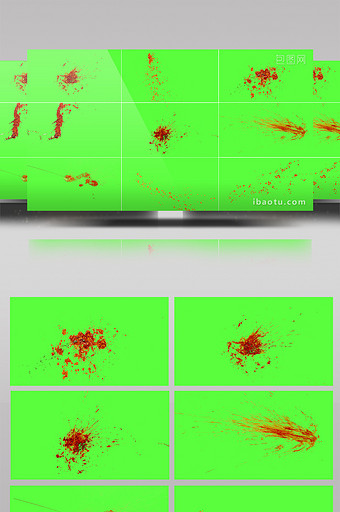 21组血液喷溅绿屏抠像特效视频素材图片
