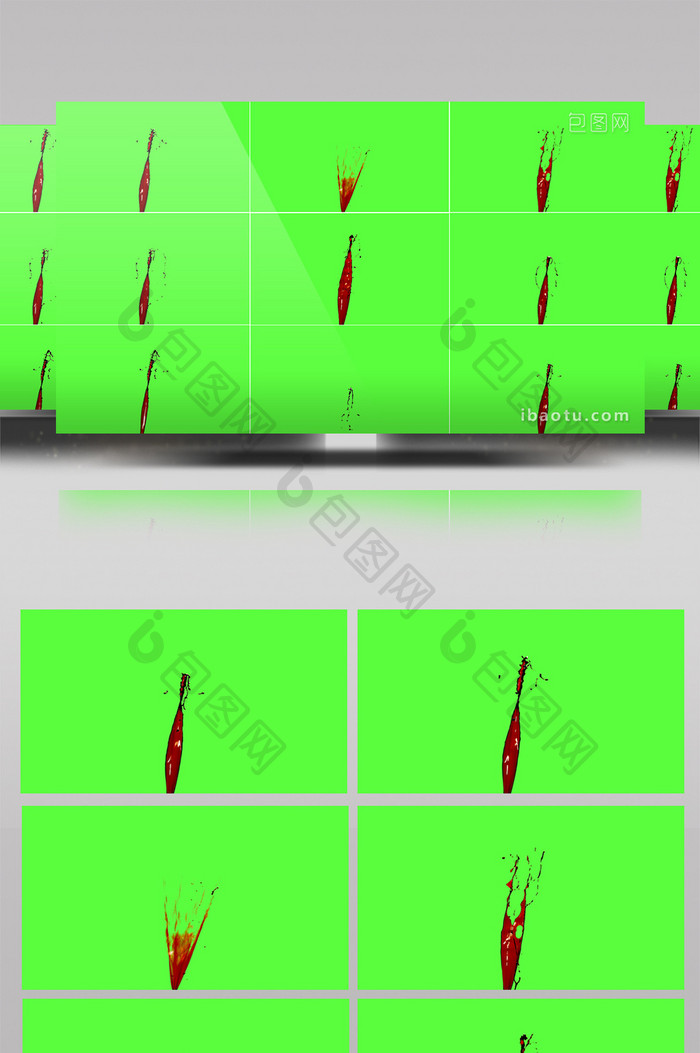 65组血液喷溅喷涌绿屏抠像特效视频素材