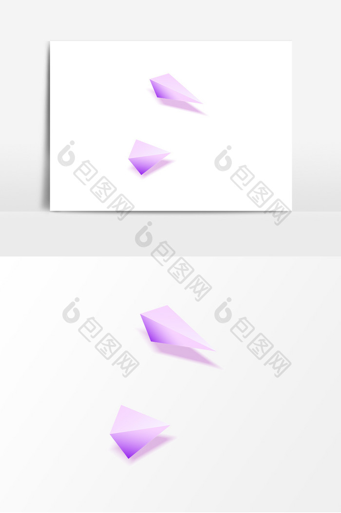 简约渐变紫色立体三角形状装饰元素
