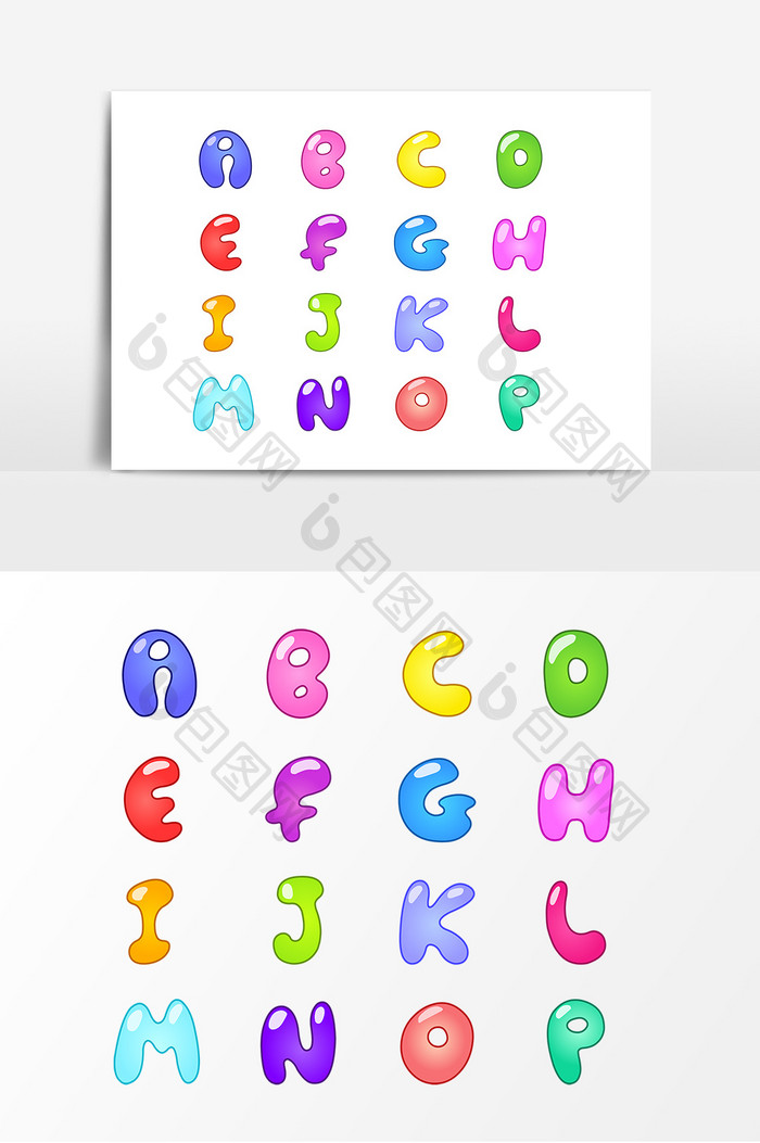 手绘彩色英文字母设计元素