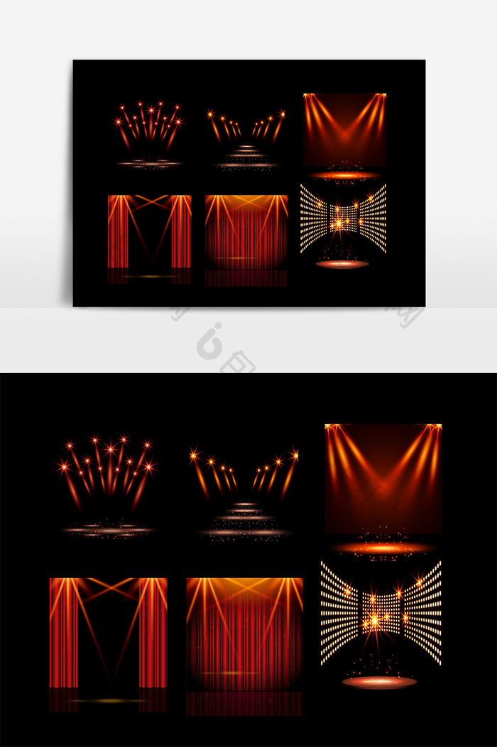 红色舞台灯光装饰效果素材