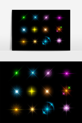 矢量彩色星光发光效果元素