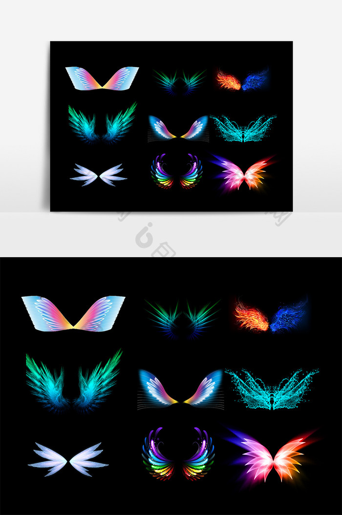 彩色翅膀光效设计素材