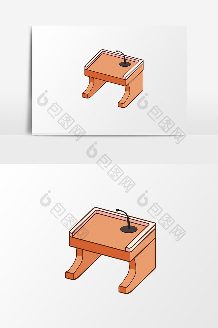 手绘卡通毕业季话筒讲台