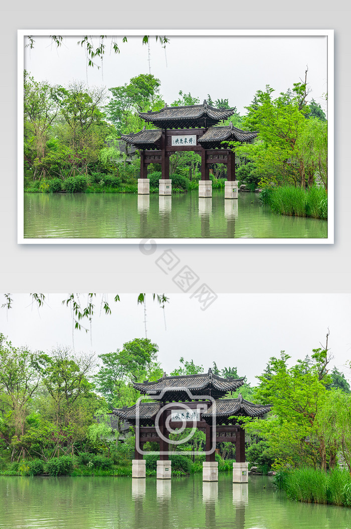 湖中中国风亭子片图片