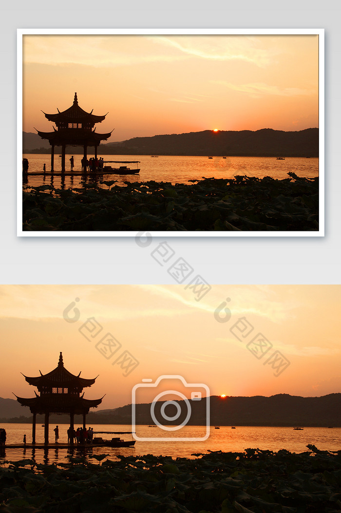 杭州西湖湖心亭落日风景摄影图图片图片
