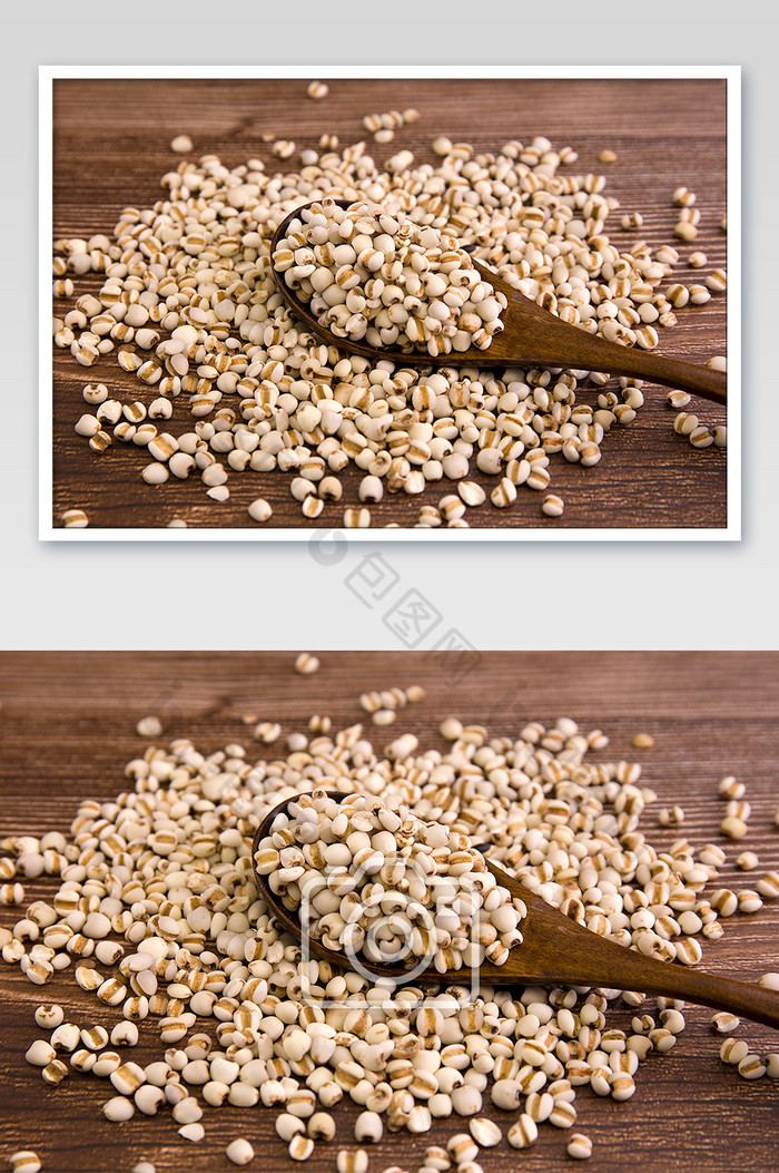 勺子里的薏米养生食材五谷杂粮摄影图片图片