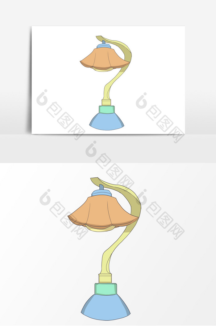 手绘学习用品台灯卡通元素