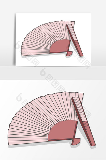 中国风折叠扇子卡通元素图片