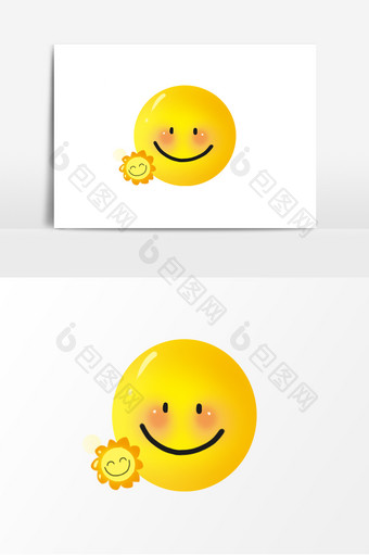 卡通世界微笑日黄色笑脸元素图片