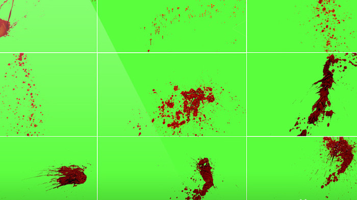 20组血液喷溅绿屏抠像特效视频素材