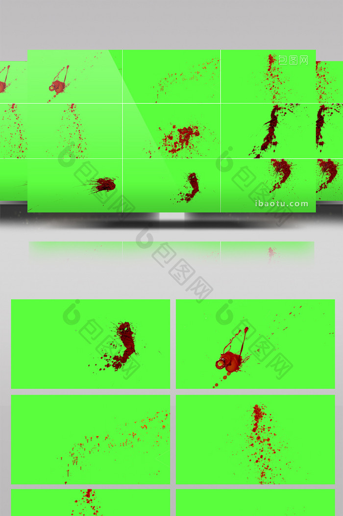 20组血液喷溅绿屏抠像特效视频素材