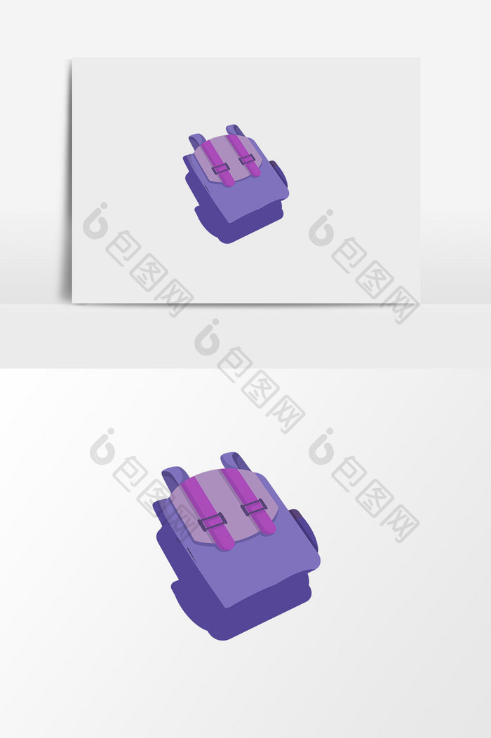 紫色书包插画元素