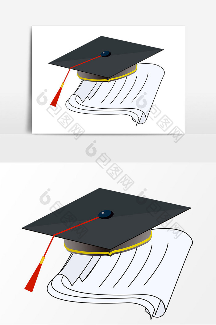 卡通学士帽矢量元素