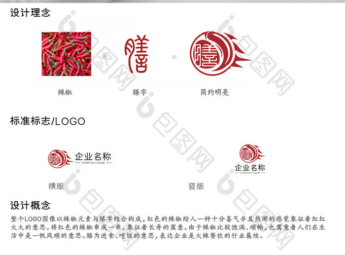 简约火辣餐饮膳字LOGO