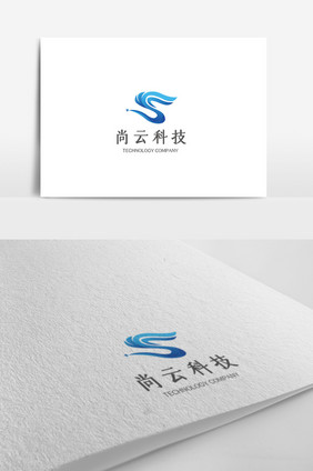 蓝色渐变时尚科技企业logo设计模板