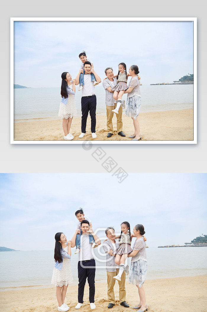 家庭日温馨互动海边度假图片
