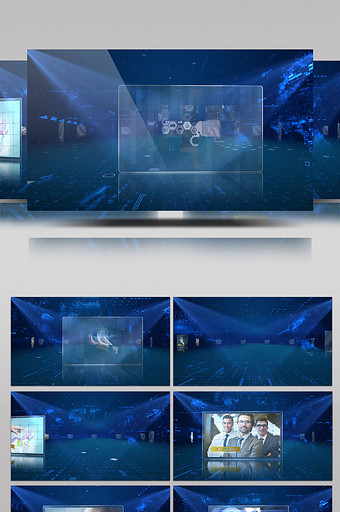 高科技玻璃蓝色企业架构展示模板图片