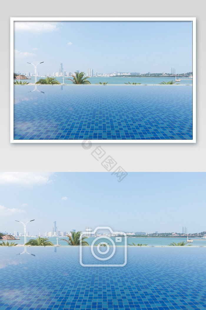 海边无边泳池摄影图片