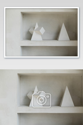 白色立体几何物体摄影图片