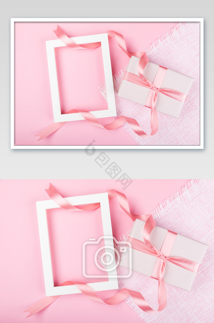 粉色节日礼物留白静物底图图片
