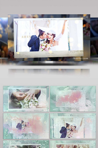 水彩水墨遮罩动画回忆照片写真相册AE模板图片