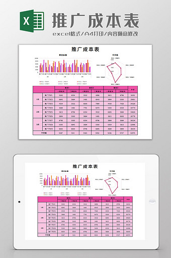 推广成本Excel模板图片