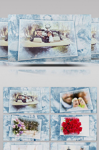 优雅冬季雪花婚礼电子相册展示AE模板图片