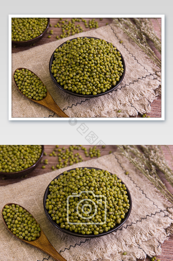 绿色养生绿豆复古风拍摄绿豆摄影图片