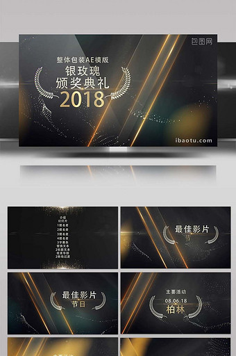 华丽炫美的银玫瑰颁奖典礼整体包装AE模板图片
